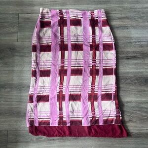 Zara Pink and Red Plaid midi skirt
